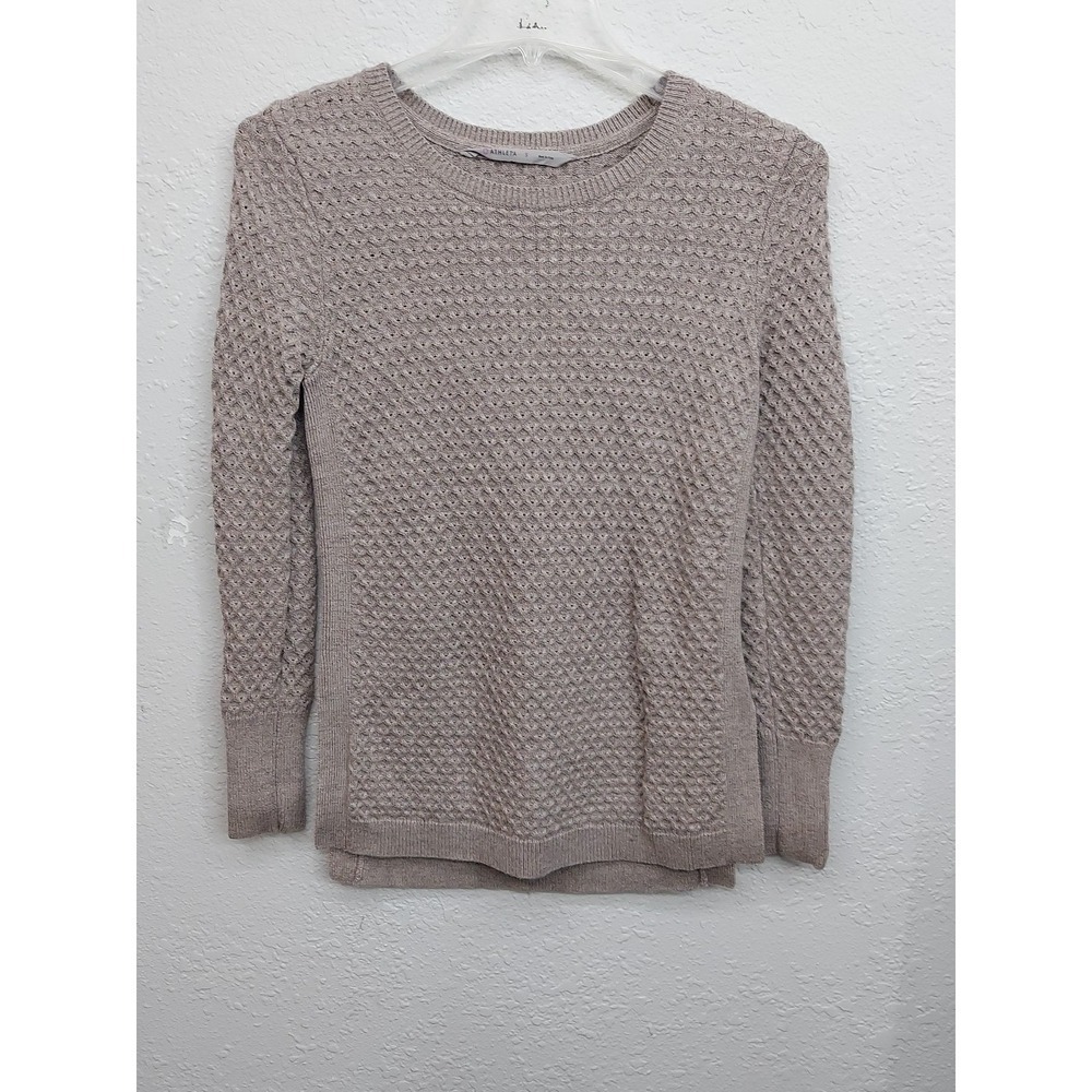 Athleta Sweater Womens Small Brown Extra Fine Merino Honeycomb Weave Tunic